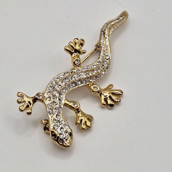 Reptile Lizzard 2PC Brooch Set Gold Silver Tone Amphibian Reptile Figural Pins - Picture 5 of 14